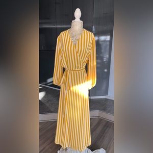 Yellow and White NY&Co Wrap Dress